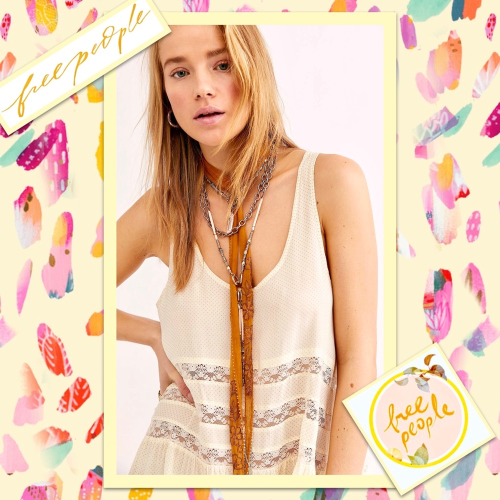 Free People Voile and Lace Trapeze Slip Dress in Tea Combo (Cream) - Picture 2 of 12